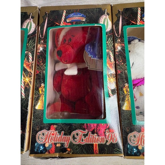 set of four "Limited Treasures Holiday Edition '98" collectible bears New in box - Picture 2 of 9